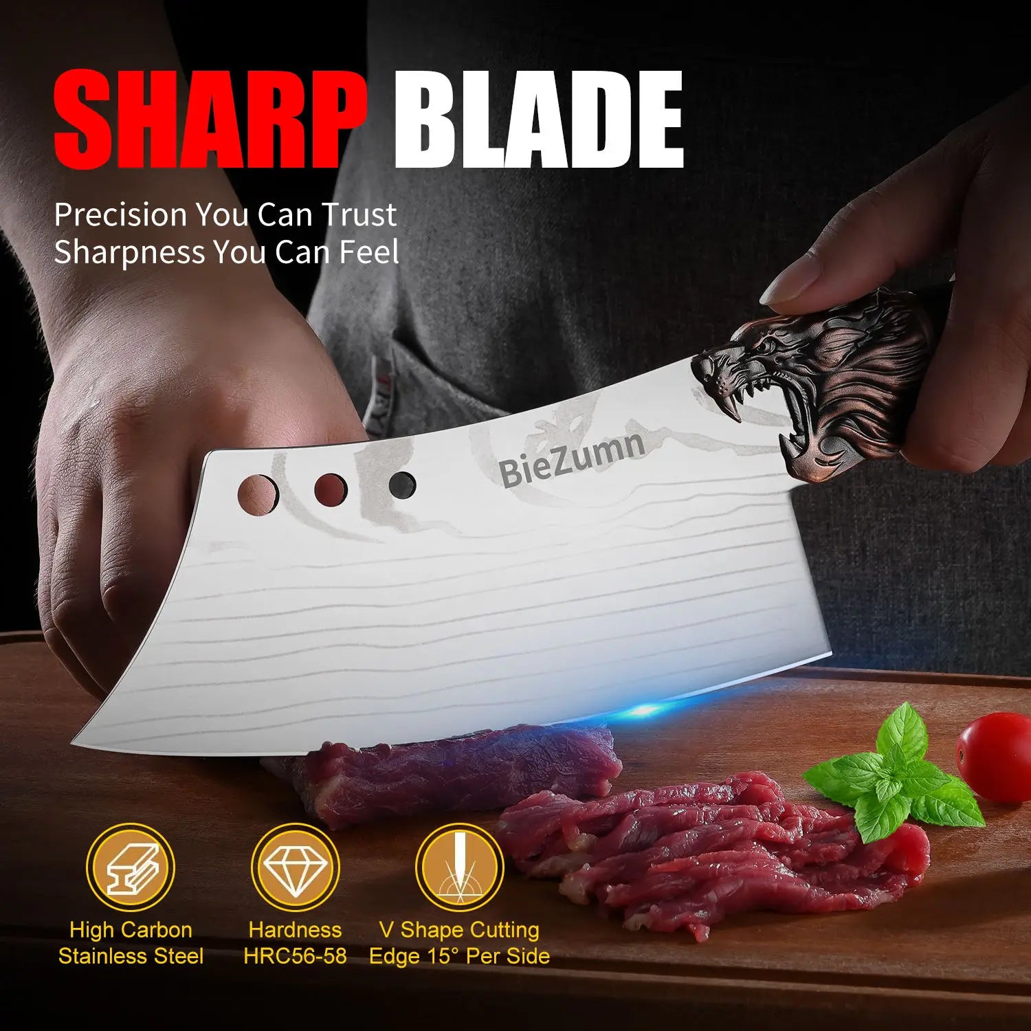 New Design Super Sharp Stainless Steel Kitchen Meat Cleaver Professional Chinese Kitchen Knife Set