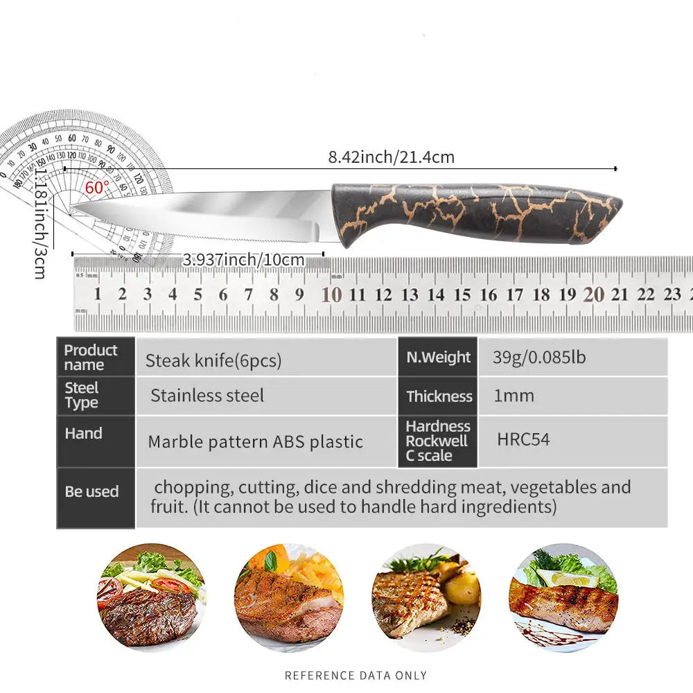 IOKO Japanese Style Stainless Steel Steak Knife Set ABS Plastic Handle Slicing Sushi Santoku Beef Steak Knife Set