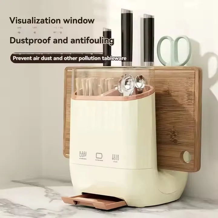 Kitchen Knife Holder with Drain Household Cutting Board Storage Rack Countertop Integrated Chopsticks Tube Tool Rack