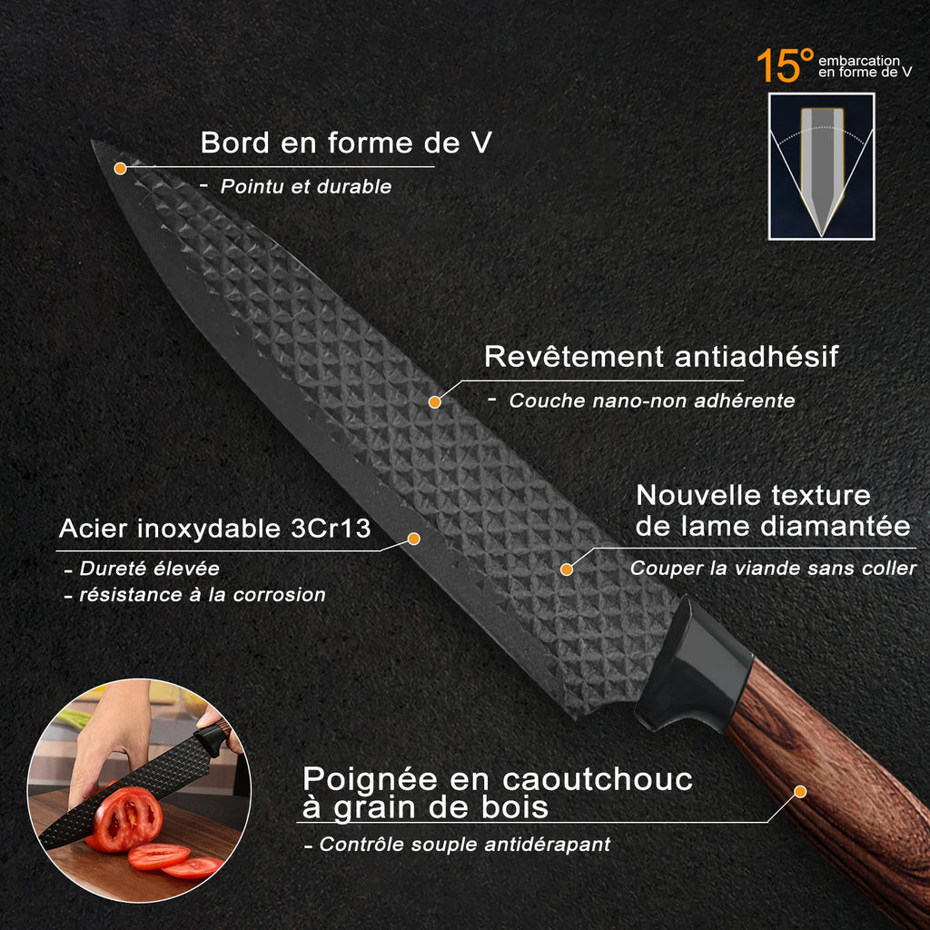 6pcs High Carbon Stainless Steel Knives Handmade Forged Cleaver Chef Butcher Kitchen Knife Wood Handle Chef Knife Cooking Tool