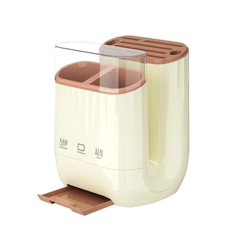 Kitchen Knife Holder with Drain Household Cutting Board Storage Rack Countertop Integrated Chopsticks Tube Tool Rack