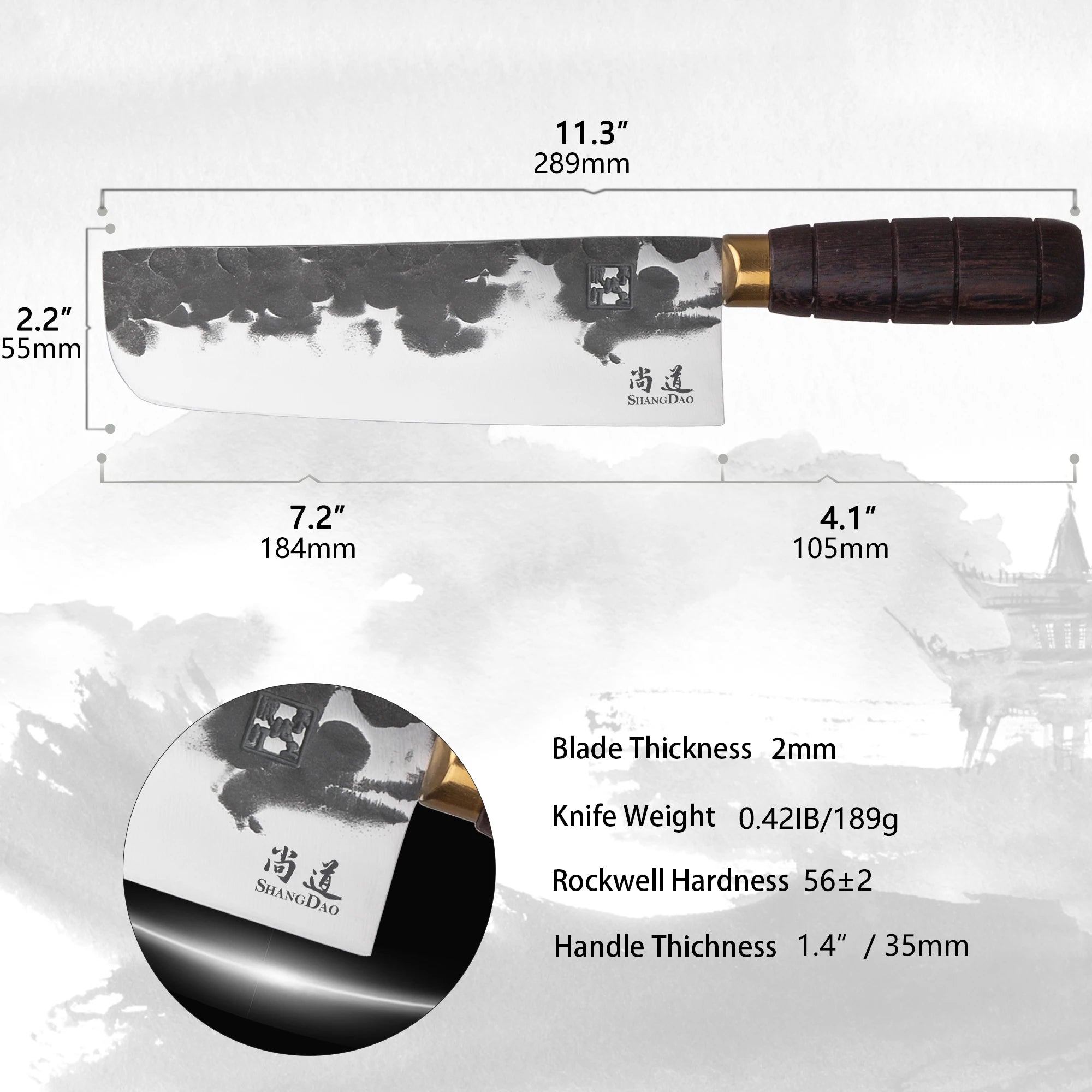 SHANGDAO 7-Inch Kitchen Knife Customized Stainless Steel Knife with Premium Wooden Handles for Vegetables Cutting