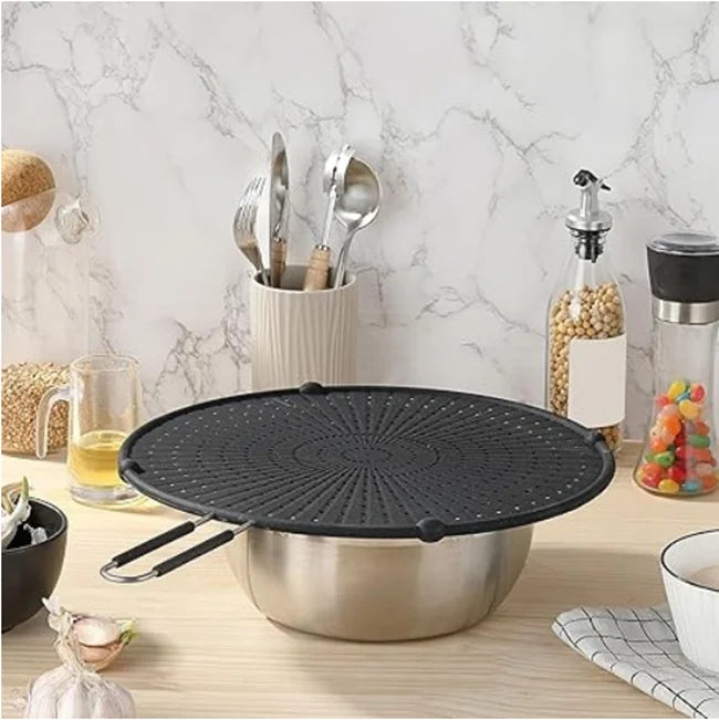 Cooking Heat Resisting Handle Frying Pan Lid Water Filter Net Silicone Splatter Screen Anti Oil Splatter Oil Splash Guard
