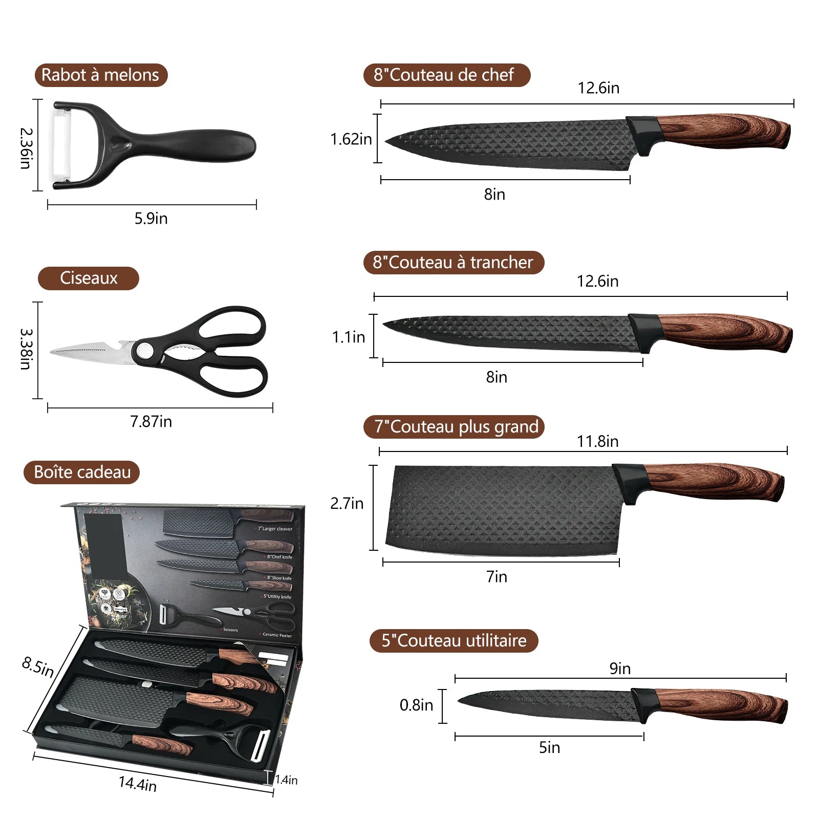 6pcs High Carbon Stainless Steel Knives Handmade Forged Cleaver Chef Butcher Kitchen Knife Wood Handle Chef Knife Cooking Tool