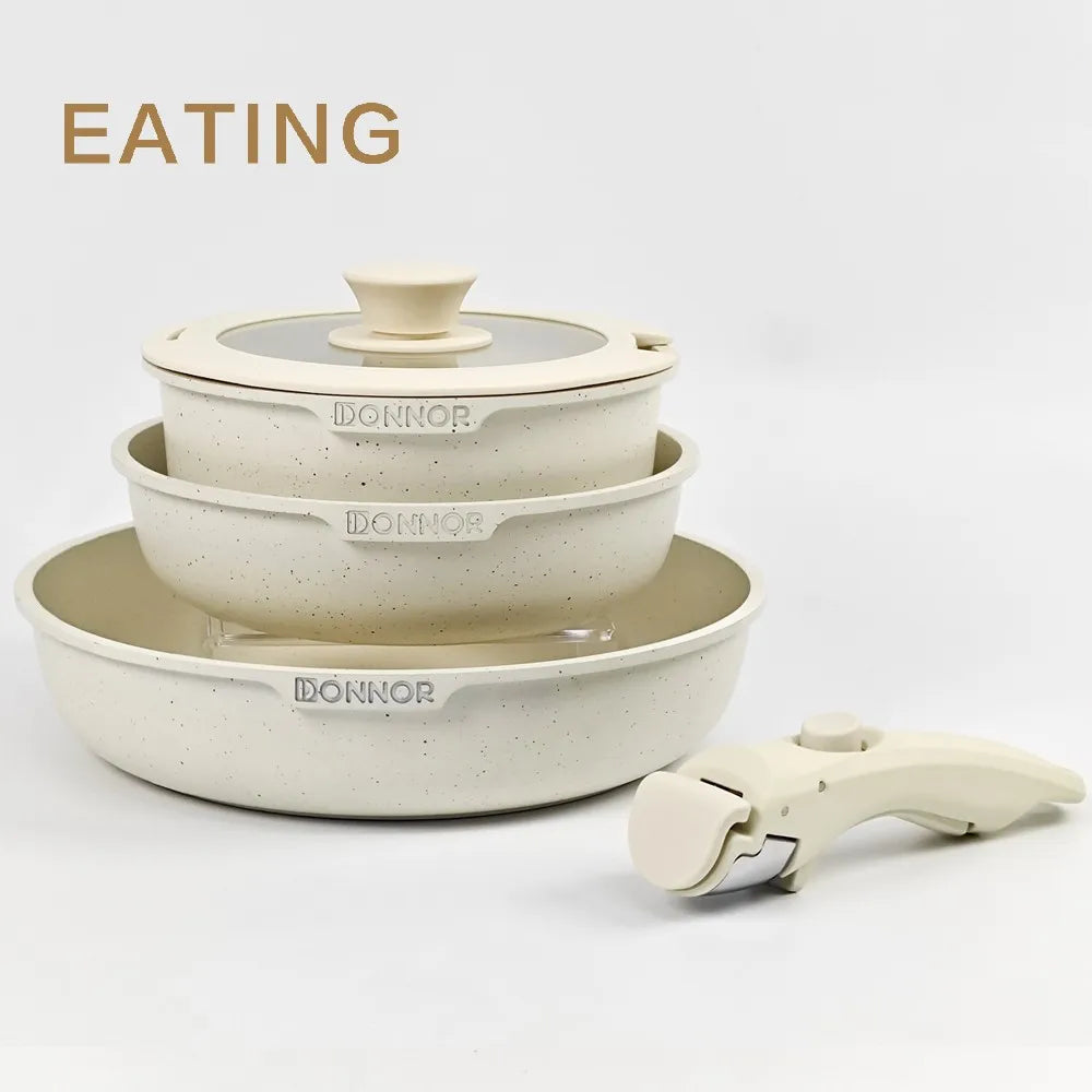 USA Wearhouse Delivery in 6 Days Ceramic Coating 5pcs Cookware Sets Non Stick Pots Cooking Induction Stove Frying Pan