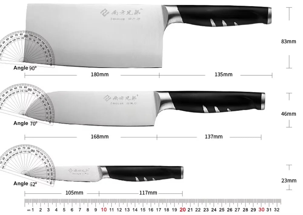 4 Pcs 420J2 Stainless Steel Chef Knife Set Cleaver Santoku Paring Knives Chinese Household Kitchen Knife Set with ABS Handle