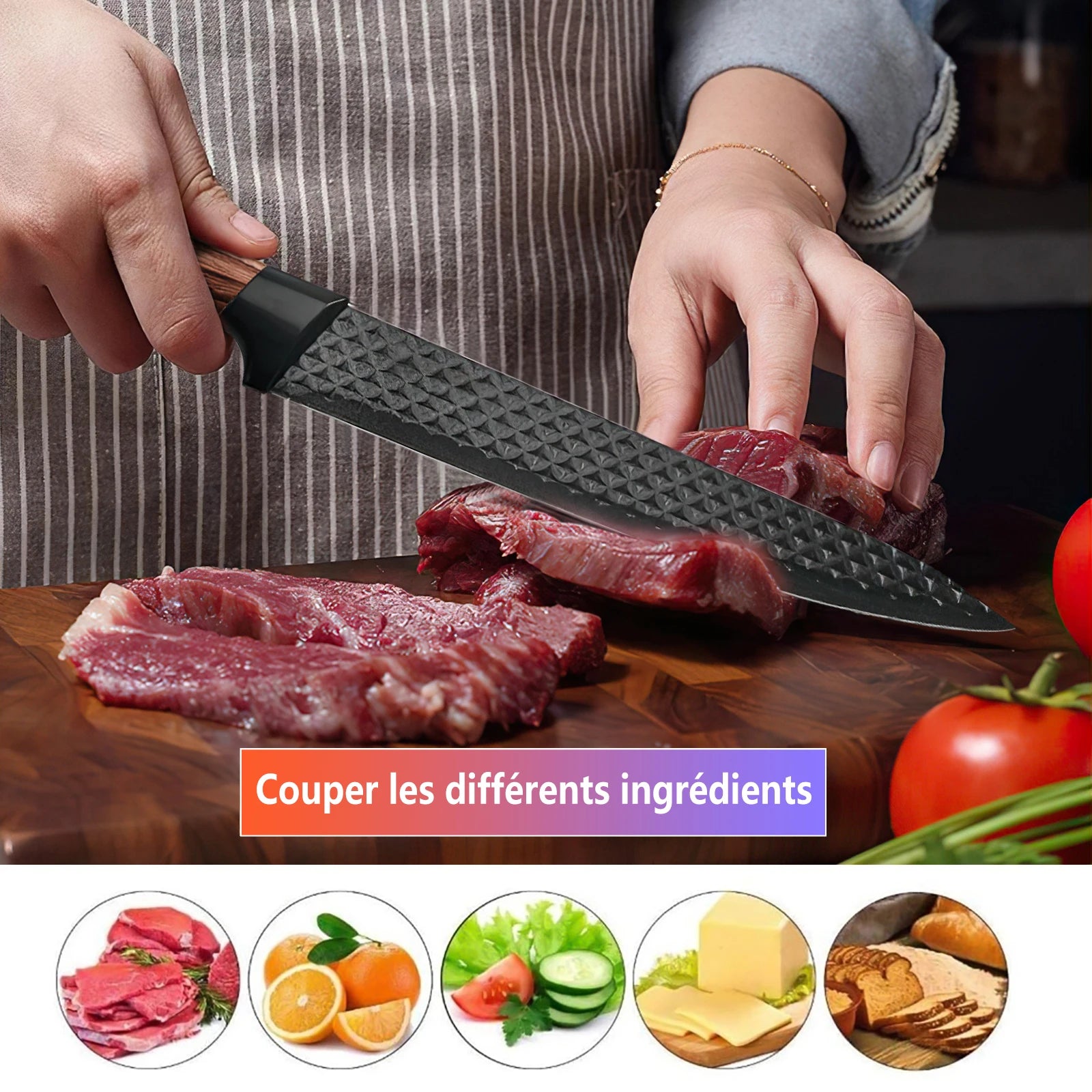6pcs High Carbon Stainless Steel Knives Handmade Forged Cleaver Chef Butcher Kitchen Knife Wood Handle Chef Knife Cooking Tool