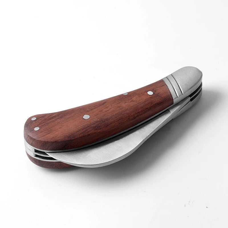 Kitchen knife, folding fruit knife, multi-tool convenient outdoor knife, solid wood handle garden knife.