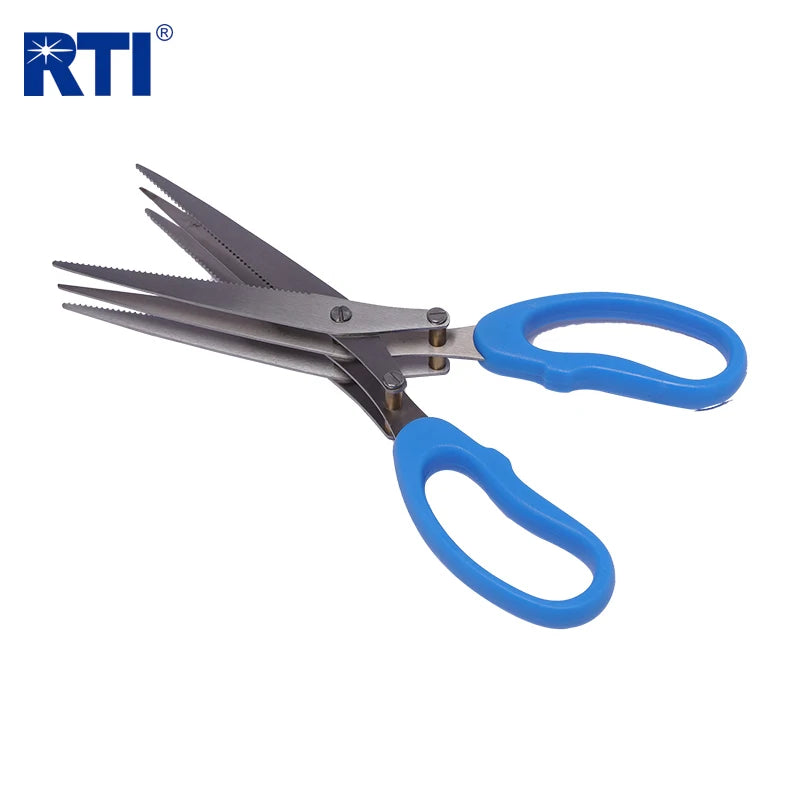 Stainless Steel Blade Onion Cutting Knife Herb Scissors Multi-functional Multi-layer Blue Worm Scissors