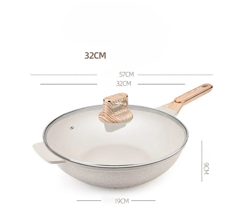 32/34 cm Non-Stick Frying Pan with Glass Lid Induction Pot Suitable for All Hobs