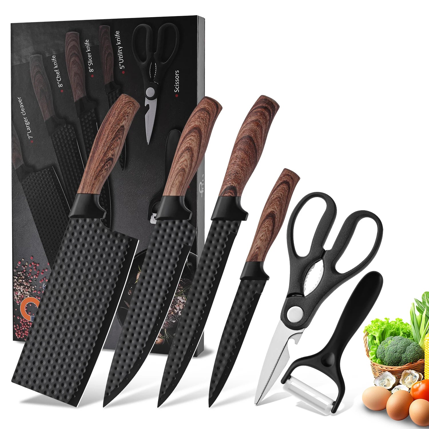High Quality Multi-Purpose Nonstick Coating Kitchen Knife Set Japanese Chef Knife Set