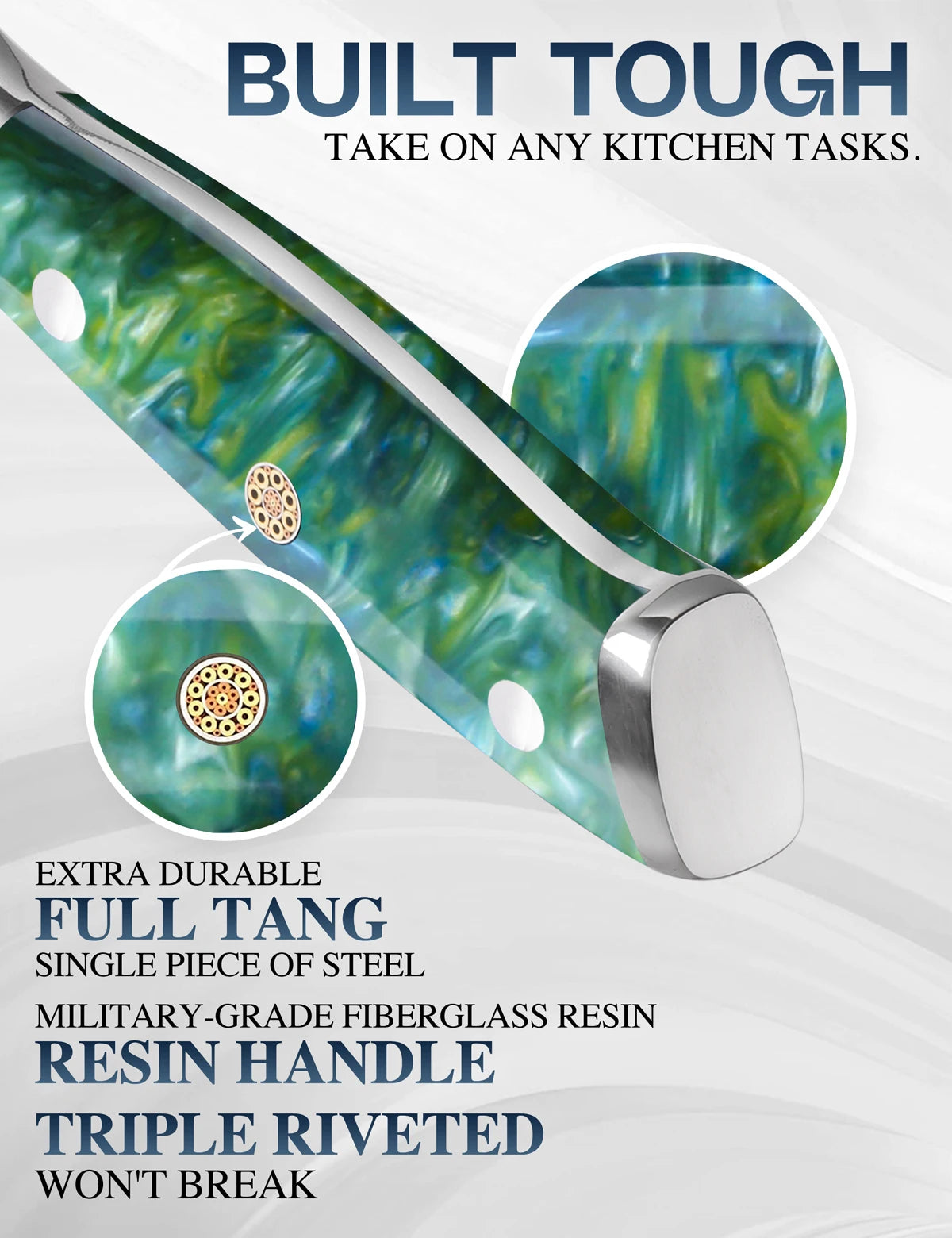 WILDMOK 67 Layers 10Cr15CoMoV Damascus Steel Kitchen Knife 7 Inch Cleaver Butcher Knife with Resin Handle