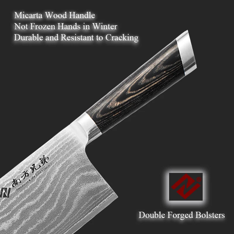 7 Inch Ready to Ship Damascus VG-10 Steel Chopper Knife High-end Chinese Meat Cleaver Kitchen Knife WIth Micarta Handle