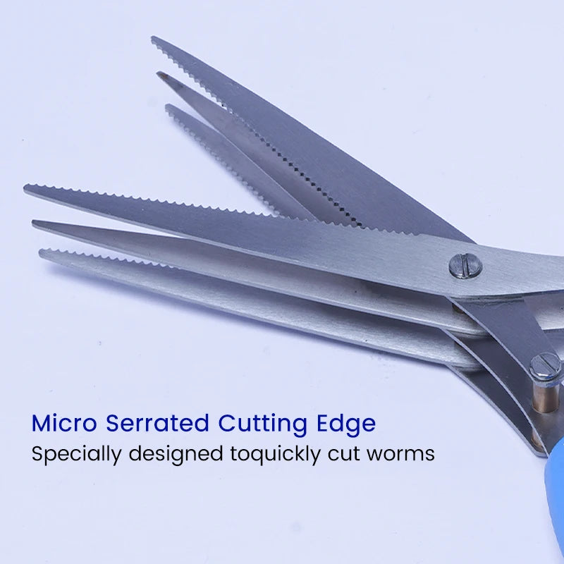 Stainless Steel Blade Onion Cutting Knife Herb Scissors Multi-functional Multi-layer Blue Worm Scissors
