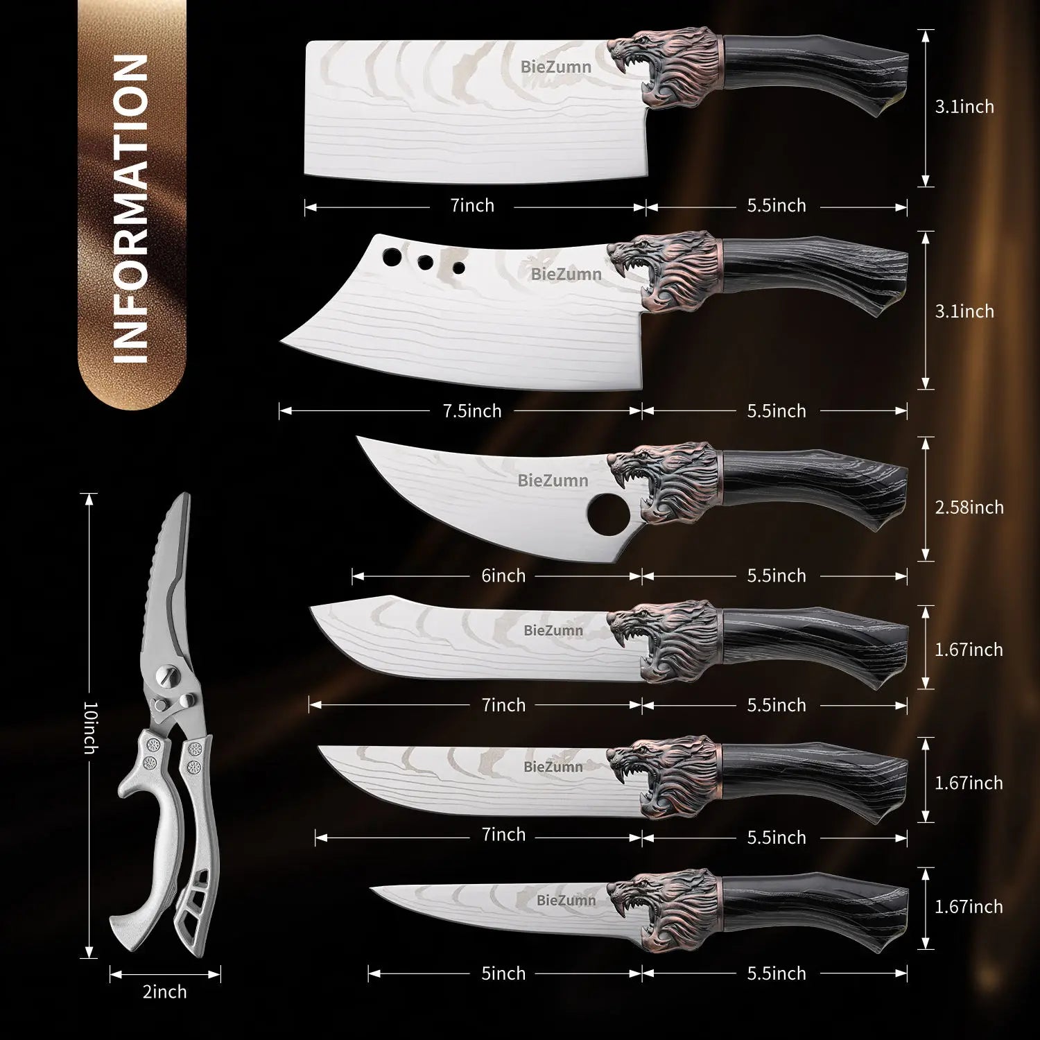 New Design Super Sharp Stainless Steel Kitchen Meat Cleaver Professional Chinese Kitchen Knife Set