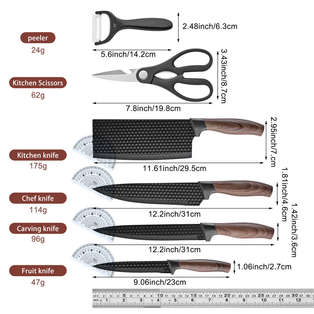 High Quality Multi-Purpose Nonstick Coating Kitchen Knife Set Japanese Chef Knife Set