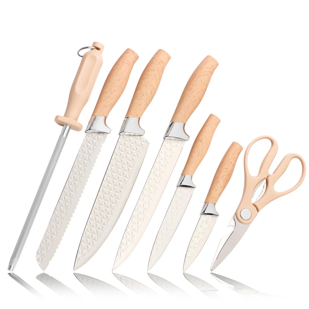 IOKO Japanese Style 7 PCS Kitchen Knife Set Chef Slicing Sushi Steak Santoku Vegetable Fruit Stainless Steel Knife Set