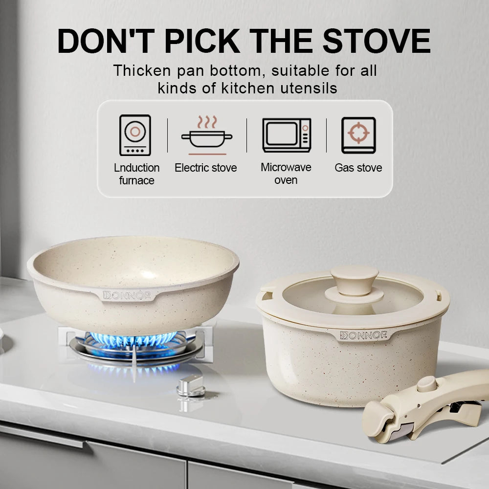 USA Wearhouse Delivery in 6 Days Ceramic Coating 5pcs Cookware Sets Non Stick Pots Cooking Induction Stove Frying Pan
