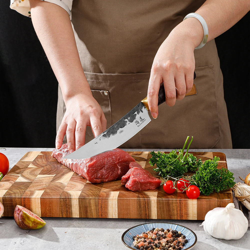 SHANGDAO 7-Inch Kitchen Knife Customized Stainless Steel Knife with Premium Wooden Handles for Vegetables Cutting
