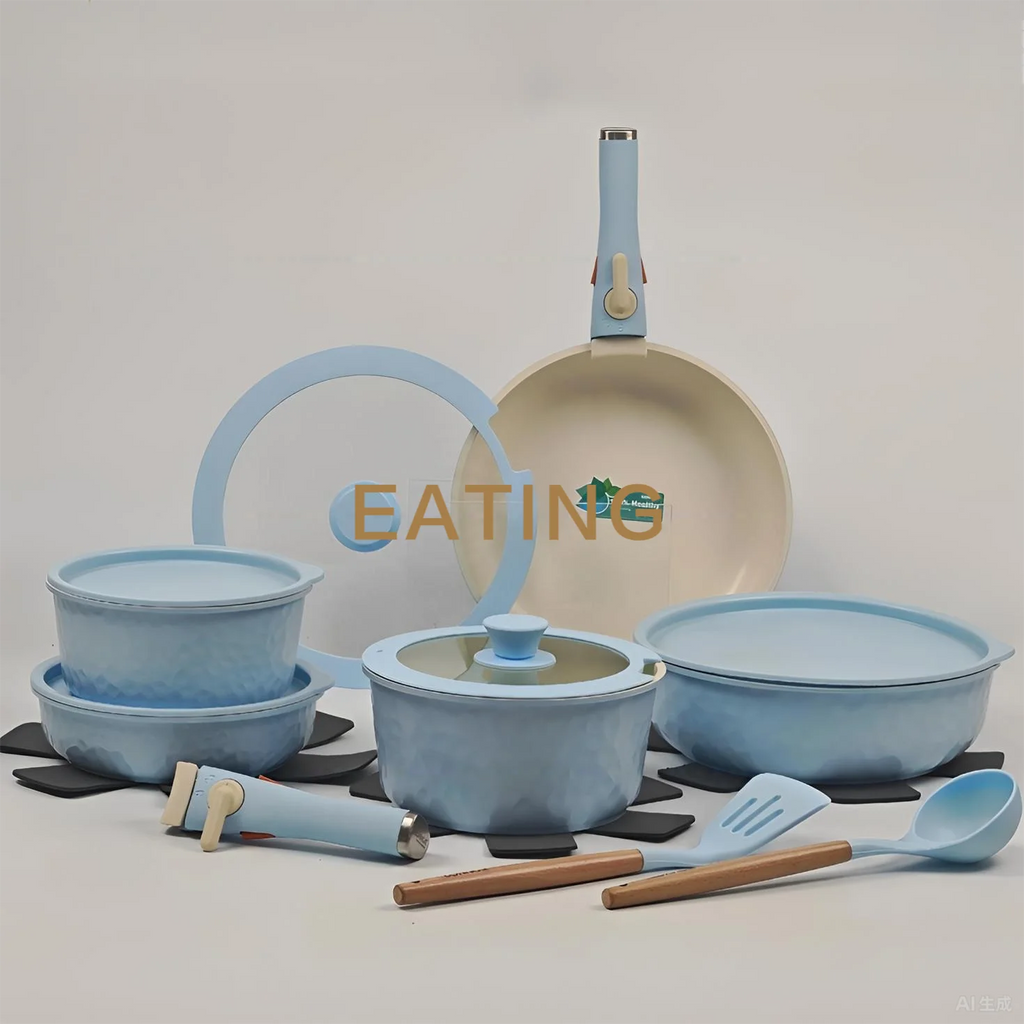 USA Wearhouse Delivery in 6 Days Ceramic Coating 17pcs Cookware Sets Non Stick Pots Cooking Induction Stove Frying Pan