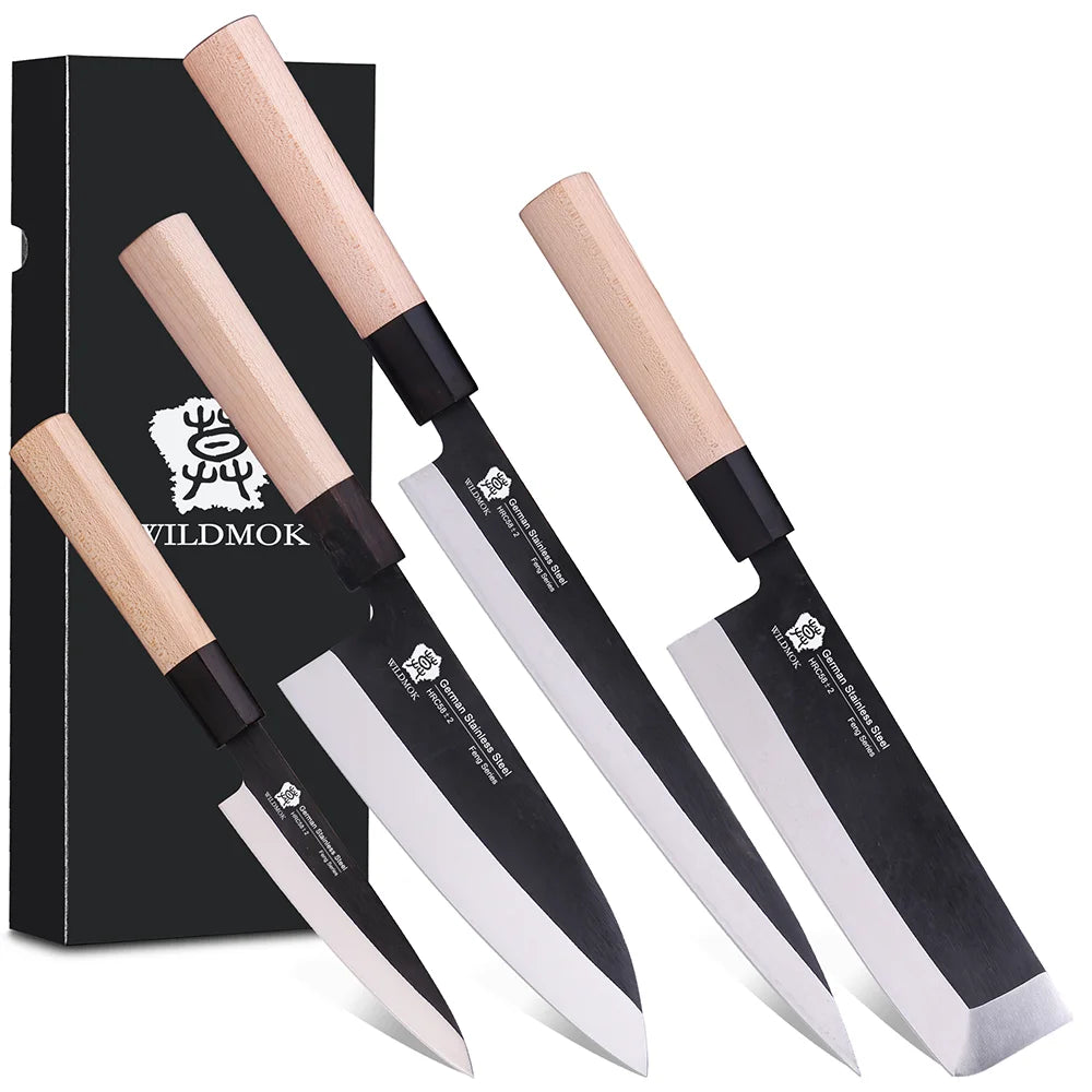 WILDMOK Professional 4PCS Kitchen Knife Set Perfect Cooking Gift for Family Kitchen Cooking Tools with Gift Box