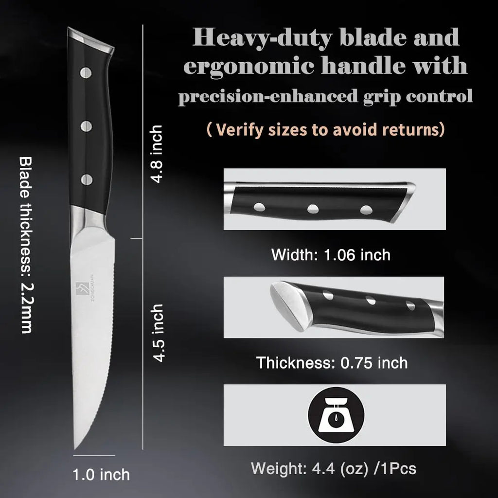High Carbon Kitchen Knife 8PCS Stainless Steel Micro-Cutting Point Serrated Edge Steak Knife Sets With ABS Handle