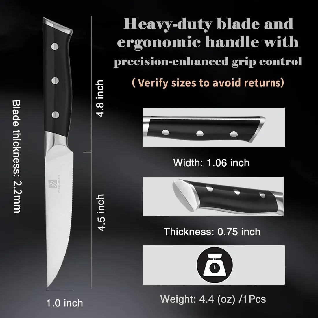 High Carbon Kitchen Knife 8PCS Stainless Steel Micro-Cutting Point Serrated Edge Steak Knife Sets With ABS Handle