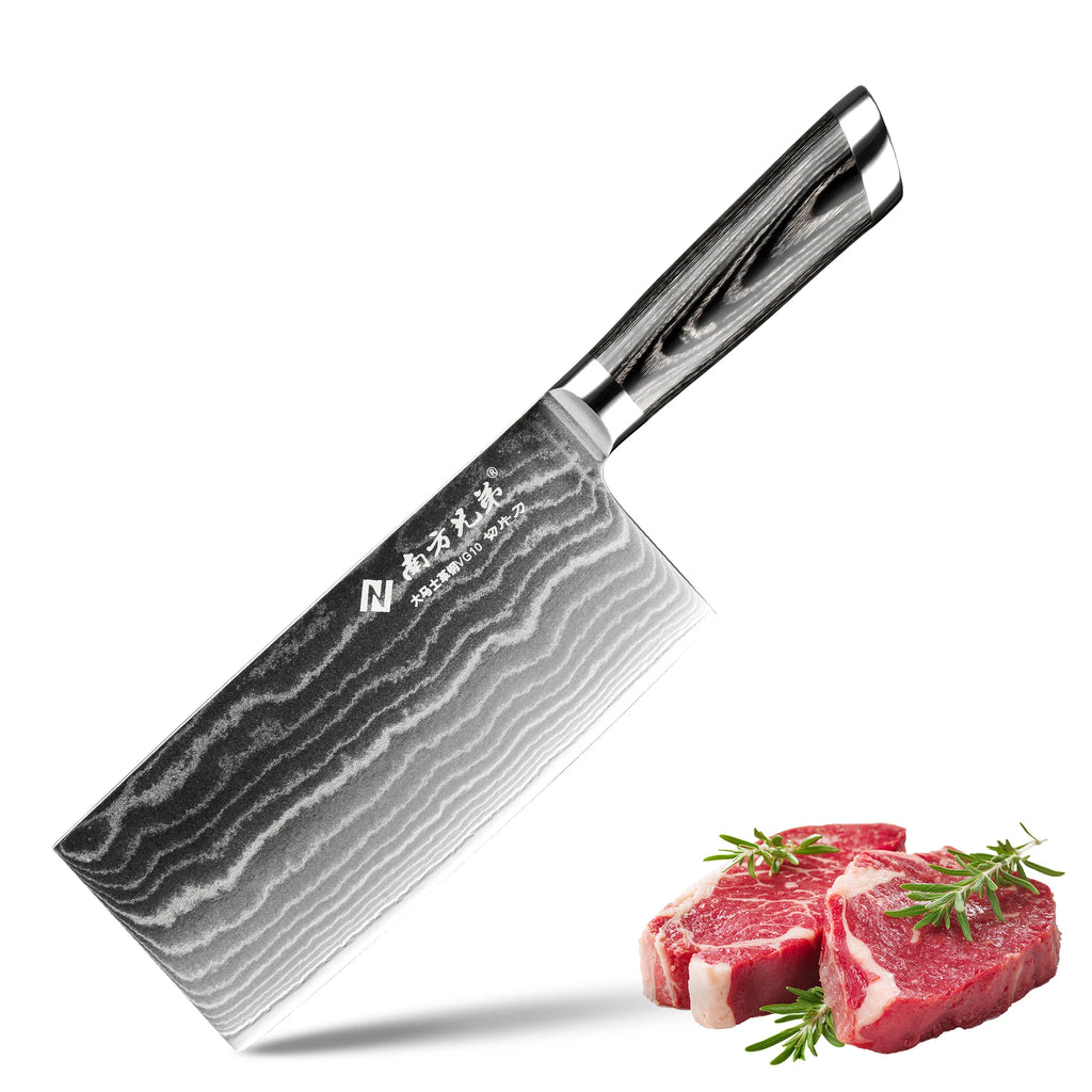 7 Inch Ready to Ship Damascus VG-10 Steel Chopper Knife High-end Chinese Meat Cleaver Kitchen Knife WIth Micarta Handle
