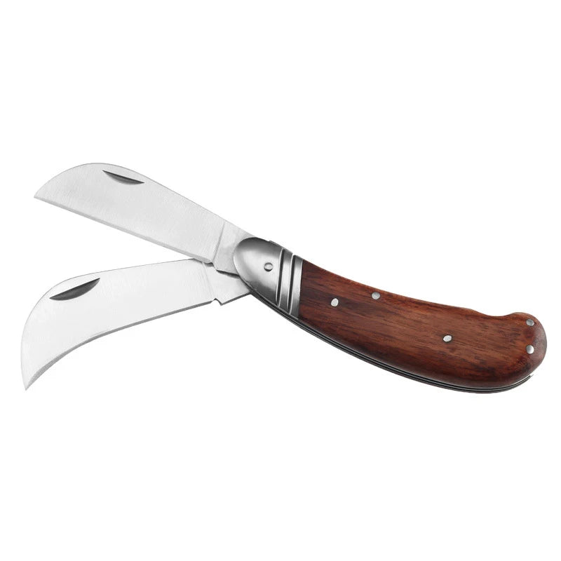 Kitchen knife, folding fruit knife, multi-tool convenient outdoor knife, solid wood handle garden knife.