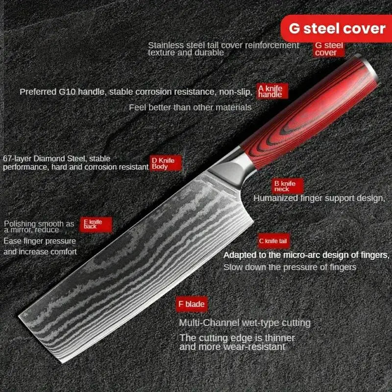 IOKO 67 Layers Japanese Style Damascus Slicing Knife Butcher Cleaver Meat Slicer Chef Damascus Kitchen Knife