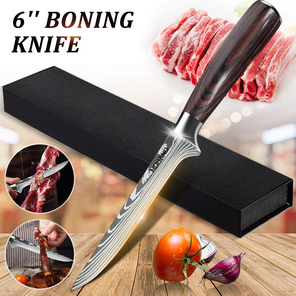 Hot Sale Stainless Steel Kitchen Knife Chef Utility Butcher Cutting Knife Boning Accessory for Food Use