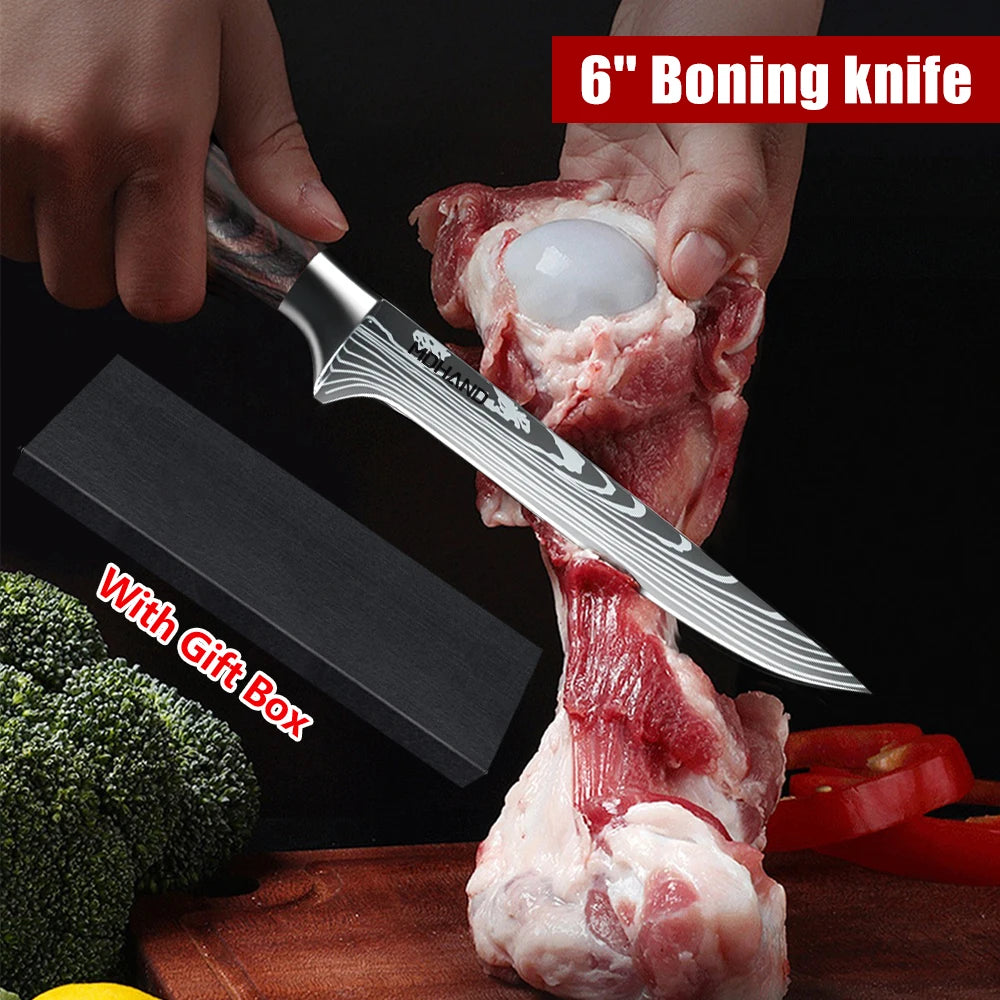 Hot Sale Stainless Steel Kitchen Knife Chef Utility Butcher Cutting Knife Boning Accessory for Food Use