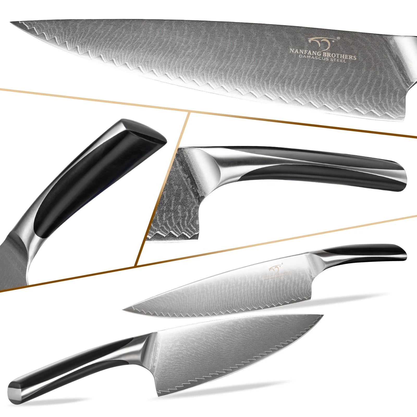 Set of 15 VG-10 Damascus Steel Knives Cutting Bread Meat Kitchen Knife Set with Scissors Sharpener Stick