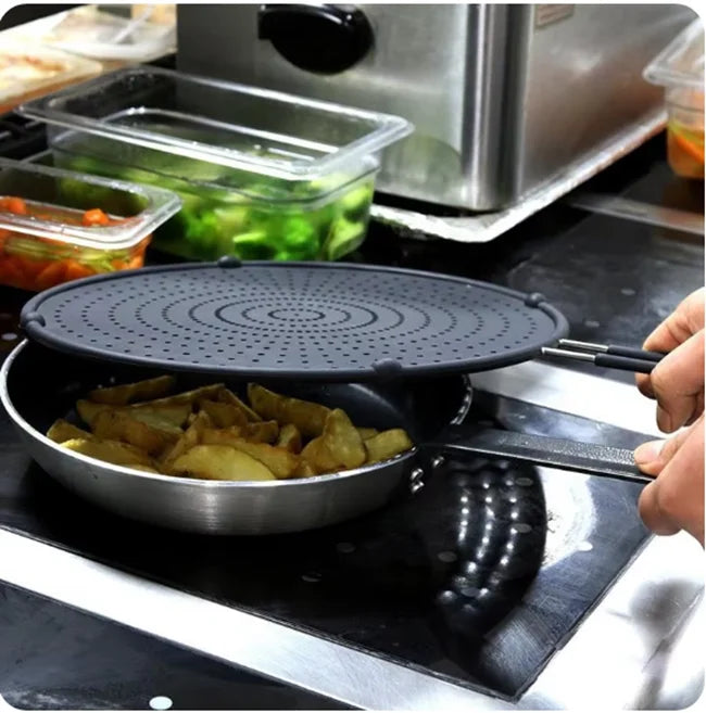 Cooking Heat Resisting Handle Frying Pan Lid Water Filter Net Silicone Splatter Screen Anti Oil Splatter Oil Splash Guard