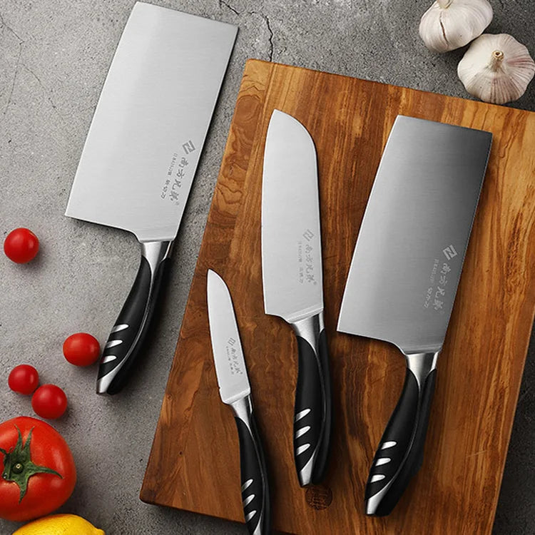 6 PCS Stainless Steel Kitchen Knife Set with ABS Handle New Design Chef Knife for Cutting Meat Vegetables Includes a Knife Block