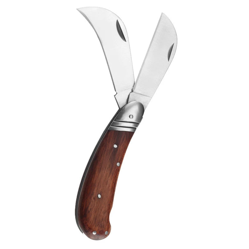 Kitchen knife, folding fruit knife, multi-tool convenient outdoor knife, solid wood handle garden knife.
