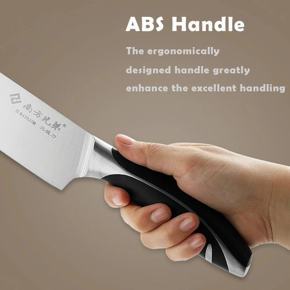6 PCS Stainless Steel Kitchen Knife Set with ABS Handle New Design Chef Knife for Cutting Meat Vegetables Includes a Knife Block
