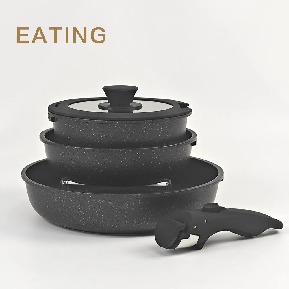 USA Wearhouse Delivery in 6 Days Ceramic Coating 5pcs Cookware Sets Non Stick Pots Cooking Induction Stove Frying Pan