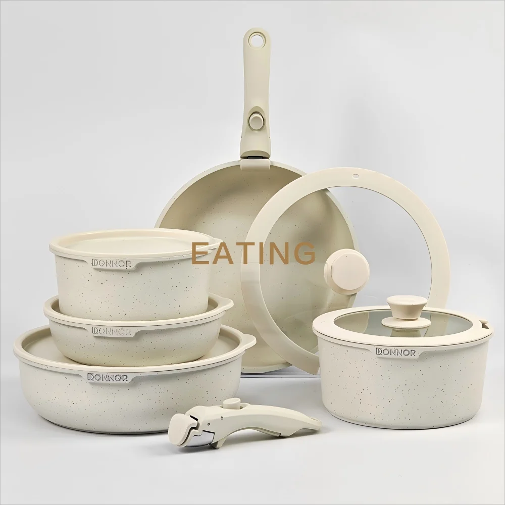 USA Wearhouse Delivery in 6 Days Ceramic Coating 17pcs Cookware Sets Non Stick Pots Cooking Induction Stove Frying Pan