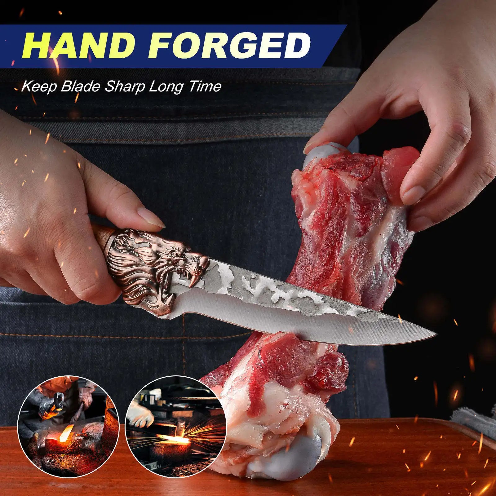 High Quality Stainless Steel Heayy Duty Boning Chopper Knife Set Kitchen Knife Butcher Set