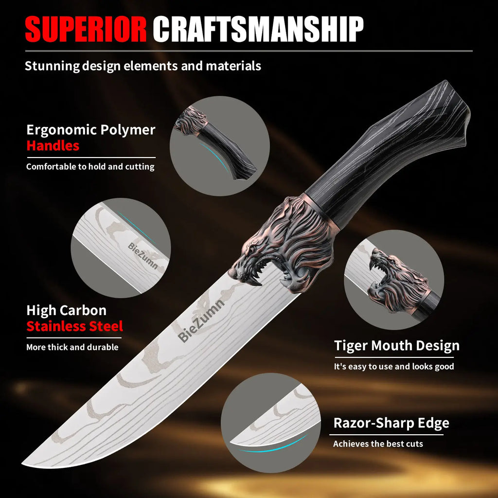 New Design Super Sharp Stainless Steel Kitchen Meat Cleaver Professional Chinese Kitchen Knife Set