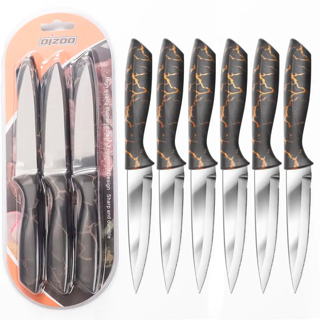 IOKO Japanese Style Stainless Steel Steak Knife Set ABS Plastic Handle Slicing Sushi Santoku Beef Steak Knife Set
