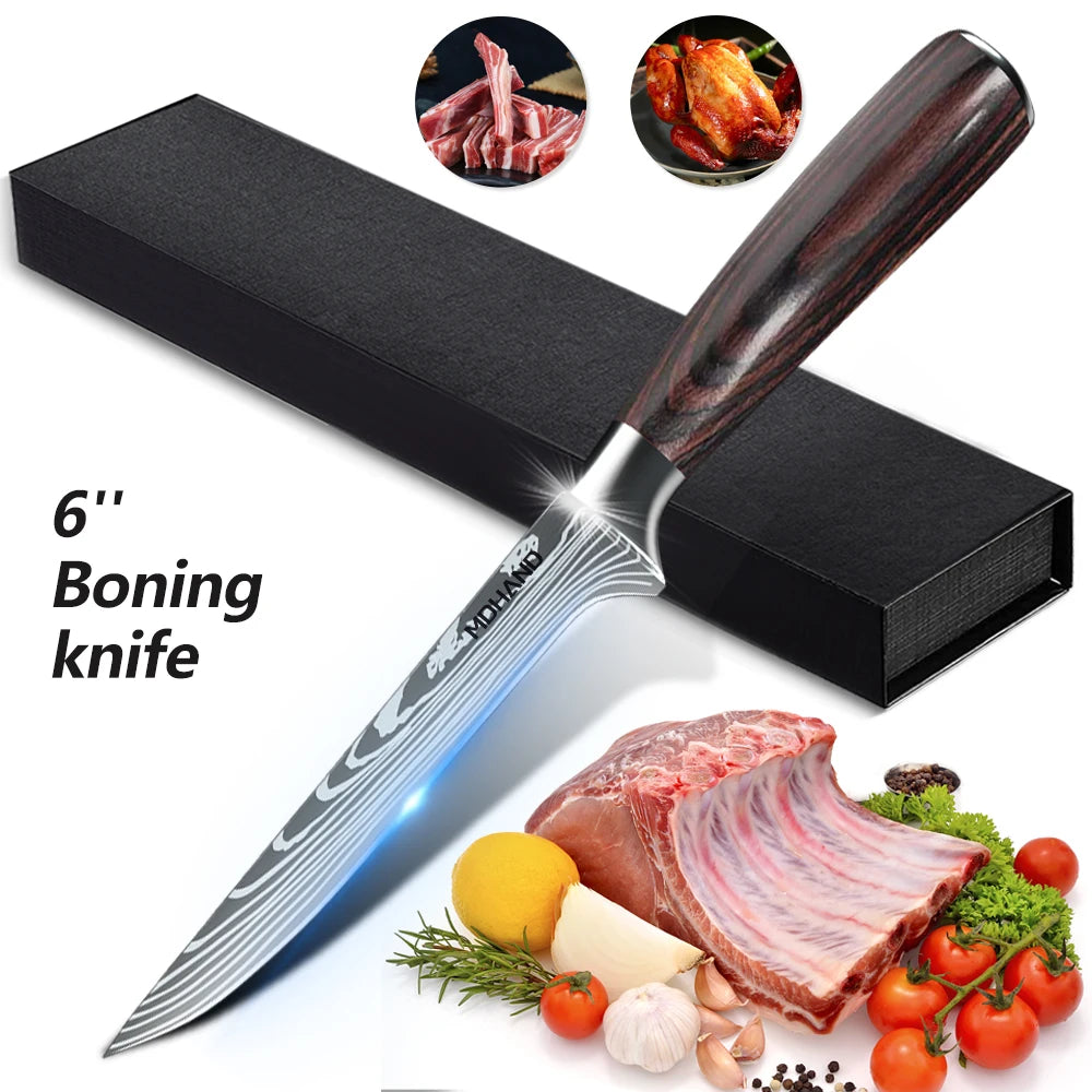 Hot Sale Stainless Steel Kitchen Knife Chef Utility Butcher Cutting Knife Boning Accessory for Food Use