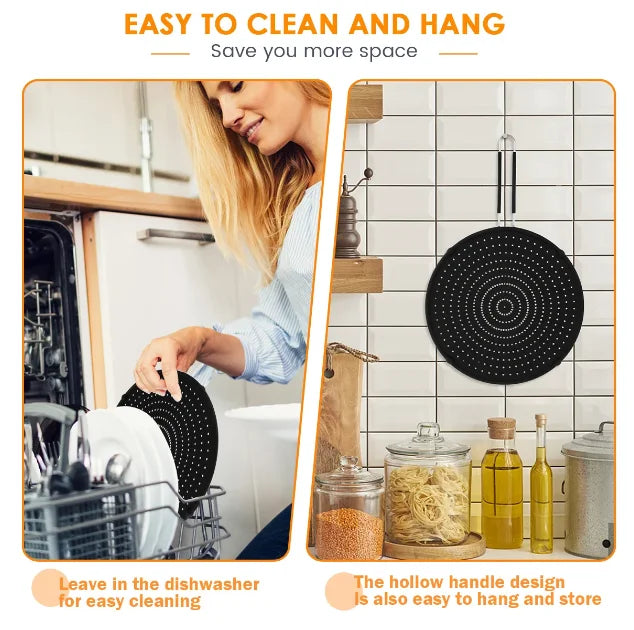 Cooking Heat Resisting Handle Frying Pan Lid Water Filter Net Silicone Splatter Screen Anti Oil Splatter Oil Splash Guard