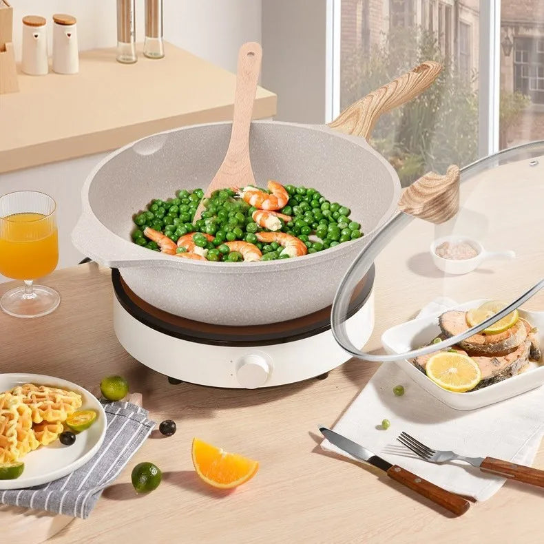 32/34 cm Non-Stick Frying Pan with Glass Lid Induction Pot Suitable for All Hobs