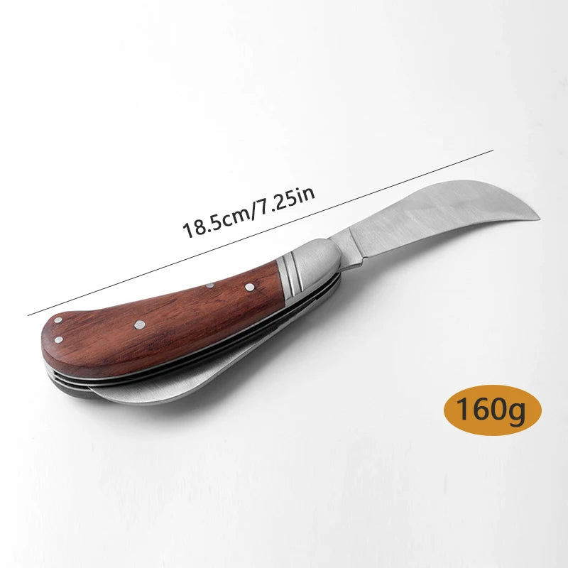 Kitchen knife, folding fruit knife, multi-tool convenient outdoor knife, solid wood handle garden knife.