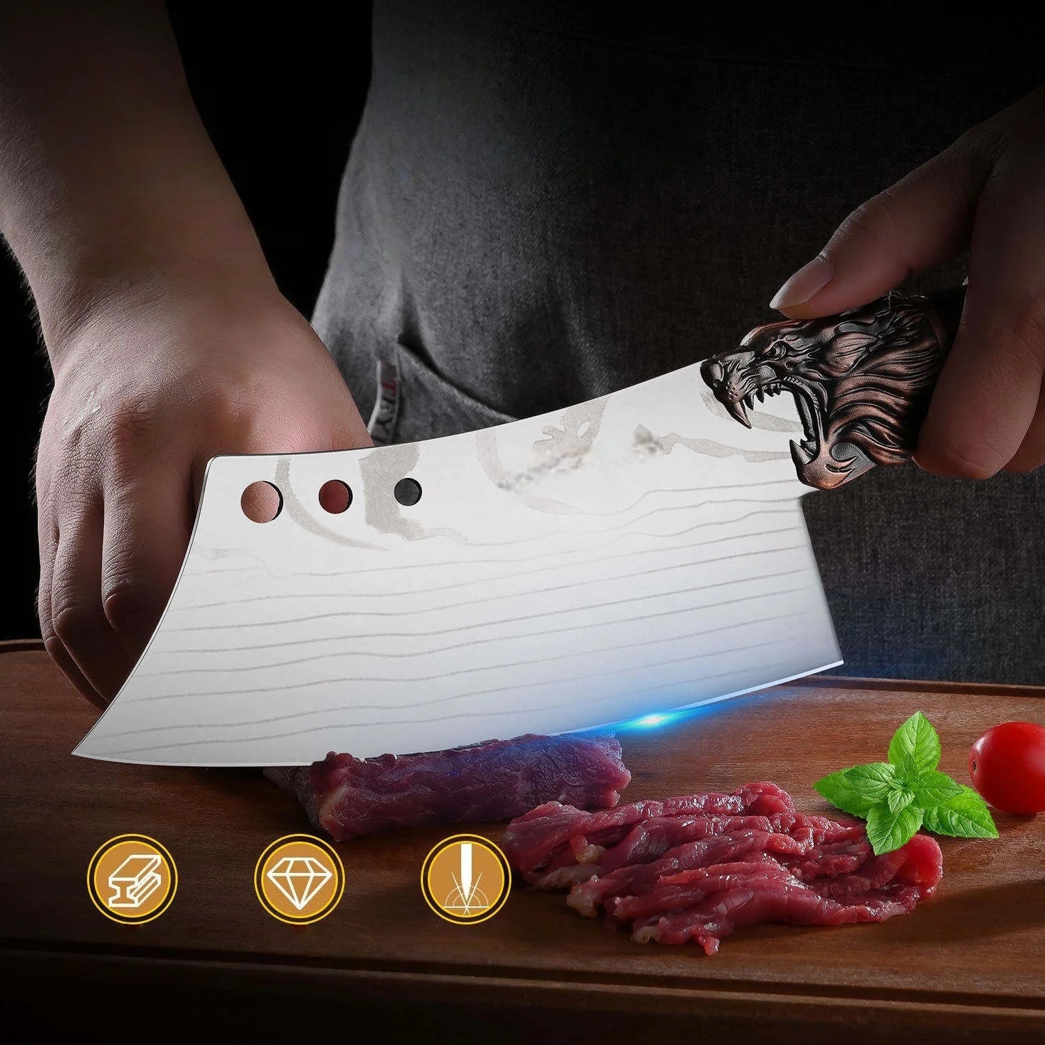 New Product Super Sharp Luxury Kitchen Knife Set Chinese Kitchen Chef Knives Set with Wooden Handle