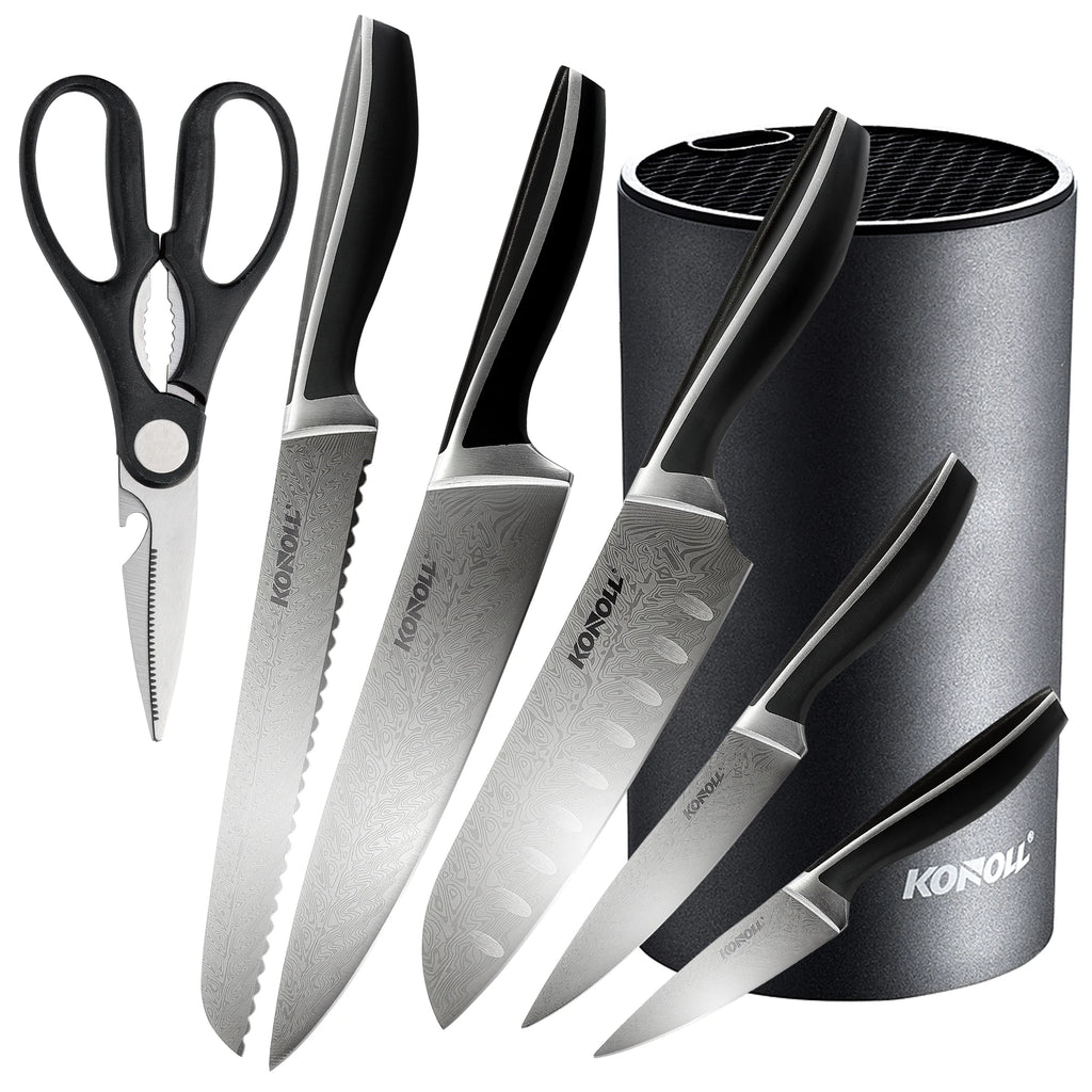 7-Piece Professional Kitchen Cooking Knife Japanese Kitchen Knife Set with Storage Bucket