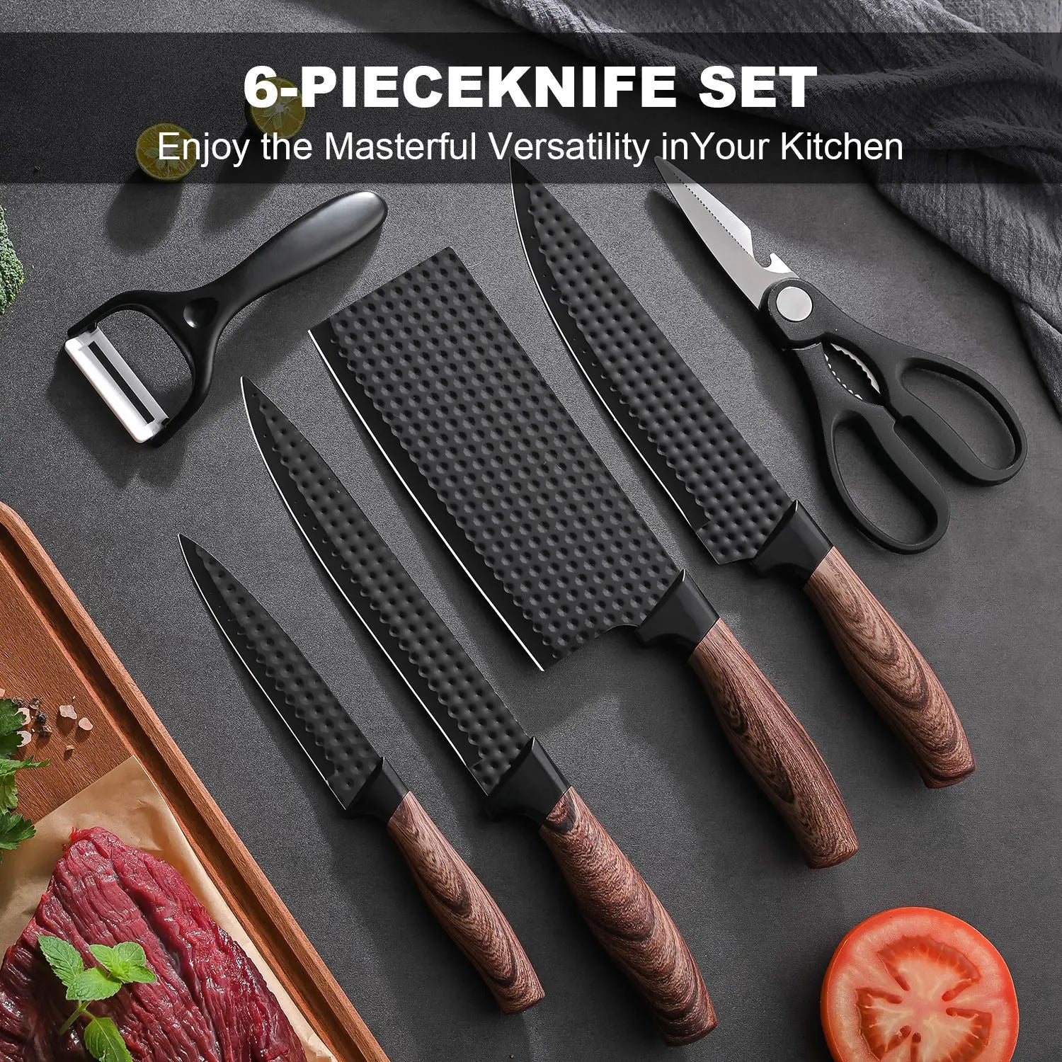 Factory Outlet Stainless Steel Six Piece Kitchen Knife Set Professional Fruit Peeling Knife Set