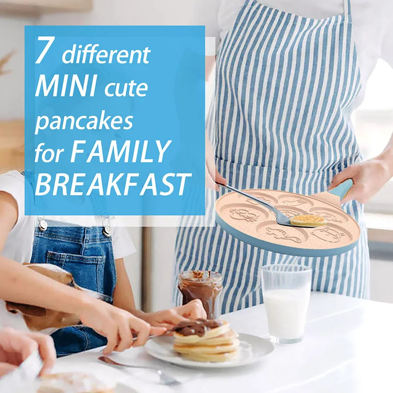 Practical Kitchen Accessories Mini Round Shape Aluminum Pancake Pan Animal Graphics Non-Stick Egg Waffle Frying Pan